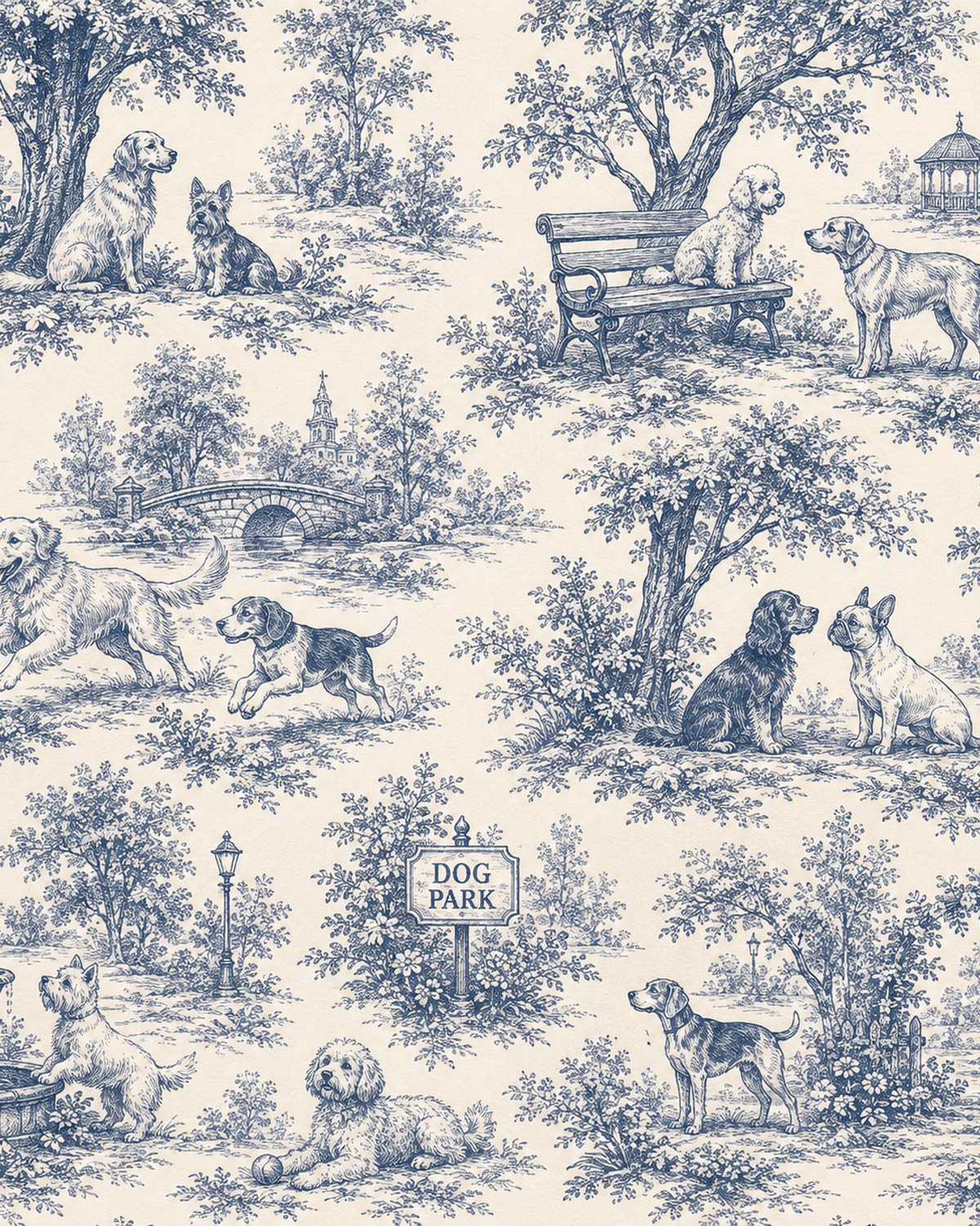 Toile de Jouy surface pattern artwork by RimmaTV